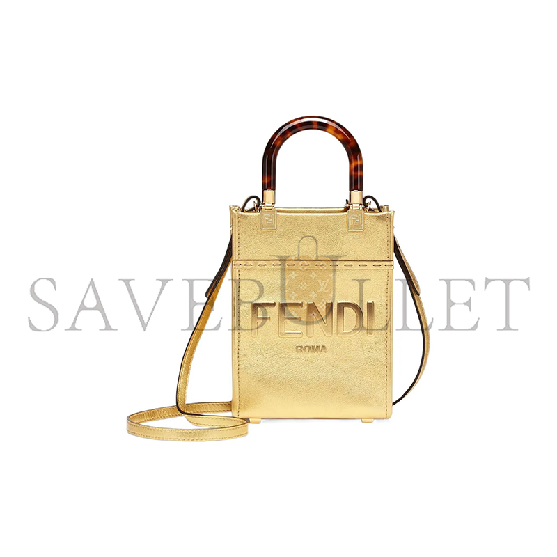 FENDI MINI SUNSHINE SHOPPER TOTE GOLD 8BS051AJH7F1GNN (18*13*6m)